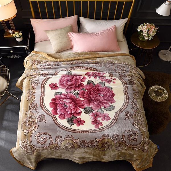 

heavy thick fleece blanket for winter queen size 200x230cm bed spread set soft and warm flowers blanket for bed couch sofa1
