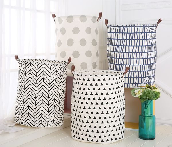 

ins baskets bins kids room toys storage bags bucket clothing organization canvas laundry bag dha1232