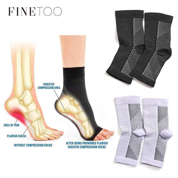 

finetoo breatheable foot sleeve socks men 1 pair foot angel anti fatigue outerdoor women socks compression sock sport s-xl, Black