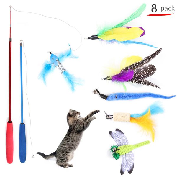 

interactive plastic toothpick, 8-piece set, game feather stick, cat accessories