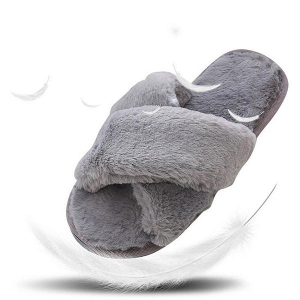 

зима женщины дом тапочки искусственного меха мода теплые ботинки женщина скольжения на flats женский слайды черный розовый уютный дом furry, Black