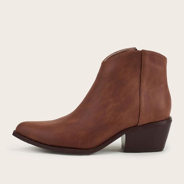 

boots autumn winter all-match short thick heel shoes zipper ankle women size 36-43, Black