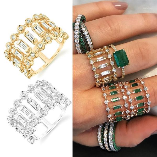 

wedding rings janekelly charm 3 colors bridal sterling with shiny clear austrian crystal dubai jewelry, Slivery;golden