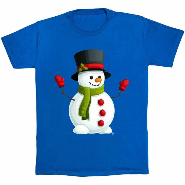 

smiling happy snowman wearing hat & buttons christmas gift mens round neck hoodie designers t shirts sweatshirt