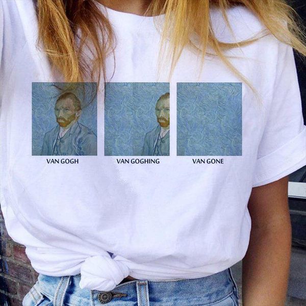 

ван гог женщины тенниска весёлые 90s эстетическая ullzang tshirt vintage harajuku майка женский корейский стиль мода топы тис, White