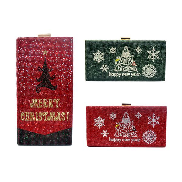 

gif for women solds bags christmas tree rhinestone small square bag evening party bags diamond-studded clutch messenger shoulder bag