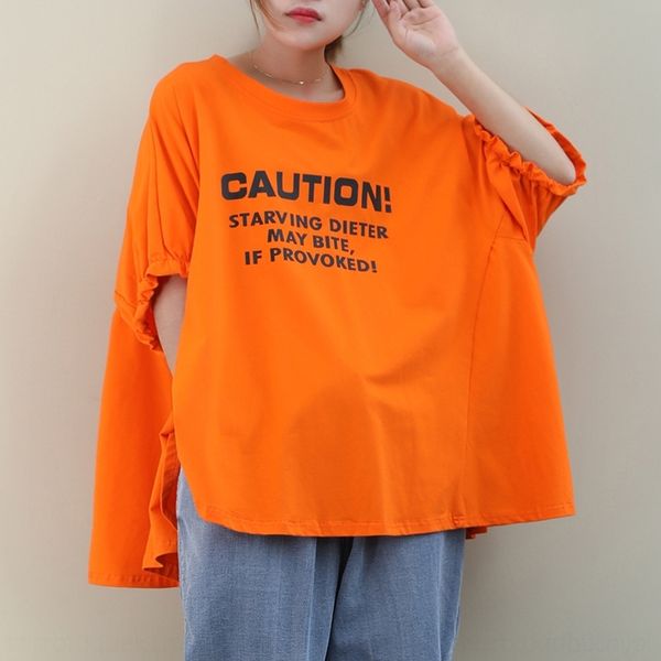 

aatac engraved drawing large dress 2020 new korean loose large coat t-shirt qi literary letter printing summer a t-shirt for women i6, White