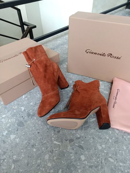 

designer womens boots luxury orange suede elastic cord round head high heel boots with box size 34-40, Black