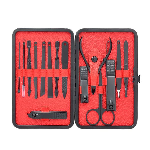 

15pcs stainless steel manicure & pedicure set nail clipper travel & grooming kit with storage case