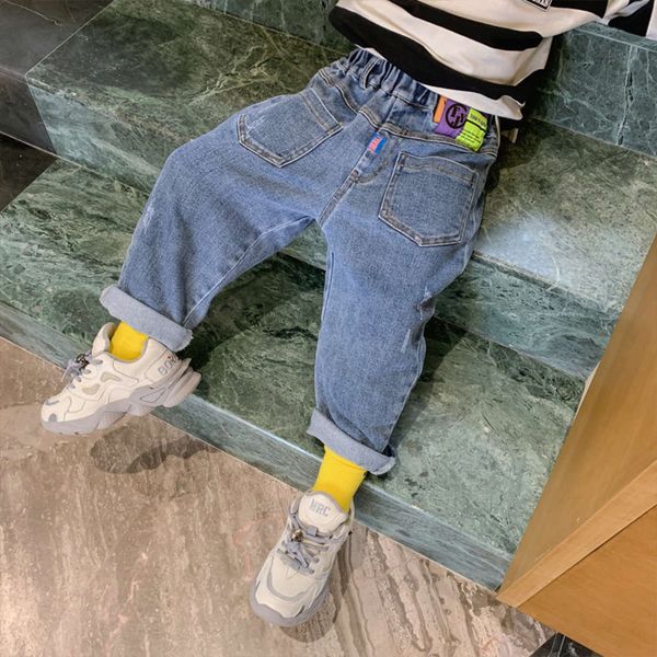 

im jeans for boys 2021 new cuhk children's korean pure color casual pants, Blue