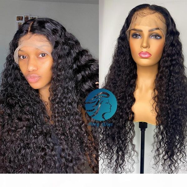 

30 inch full lace wigs remy deep wave curly hd frontal brazilian 180 density preplucked afro long human hair wigs for black women, Black;brown