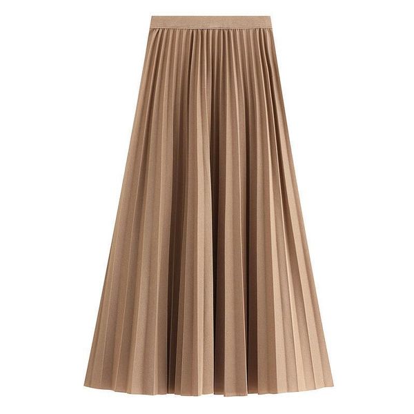 

faldas mujer moda 2020 высокая талия женская юбка повседневная midi a-line юбки твердая элегантная плиссированная юбка jupe femme saia stree, Black
