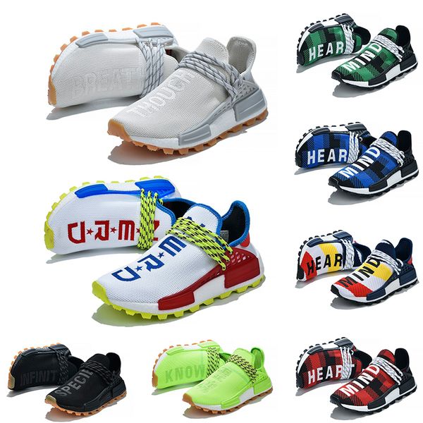 

human race running shoes pharrell williams hu white black yellow red grey mens womens sports sneakers runners size 36-45