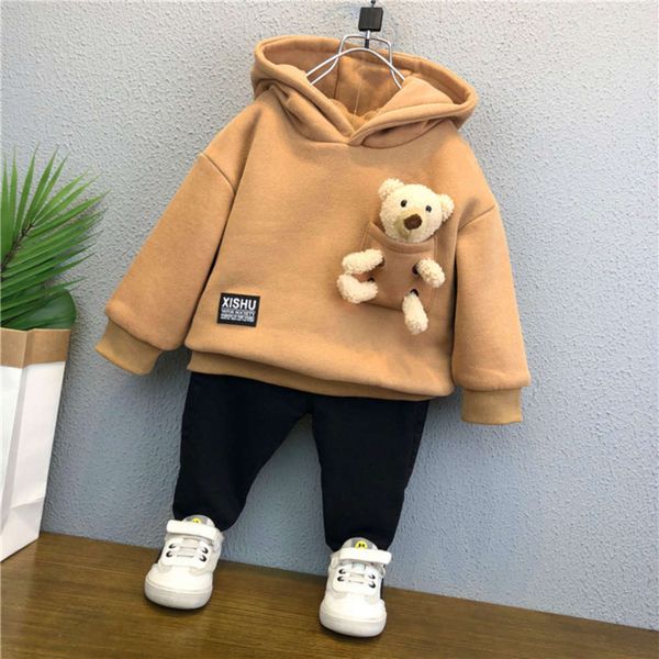 

2020 plush baby sweater new autumn warm winter base coat children's thickened fashion brand hoodie, Black