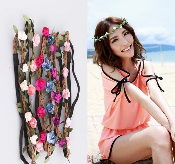 

flower crown headband beautiful rose flower headbands girls bohemian style small paper wedding floral garland for bbyray sweet07, Black;brown