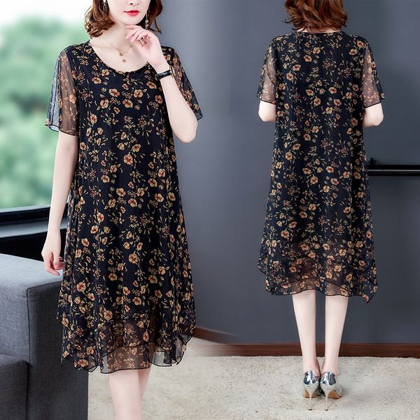 

mom temperament mesh summer 2020 new middle-aged women's belly-covering middle-aged western style dress suit dress suit l9wzm, Black;gray