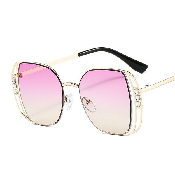 

sunglasses 2021 arrival fashion cat eye women designer elegant diamond lady decorate gradient lens alloy frame, White;black