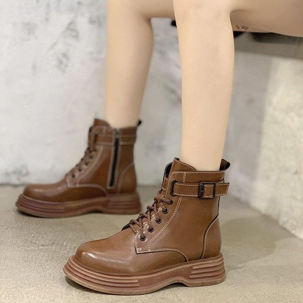 

women's shoes retro high street fashion pu soft zippers high martin boots ladies shoes botas mujer zapatillas mujer 2021, Black
