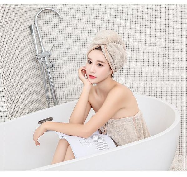 

super absorbent microfiber bath towel coral fleece bath towel wrapped chest skirt dry hair cap set towels for adults1