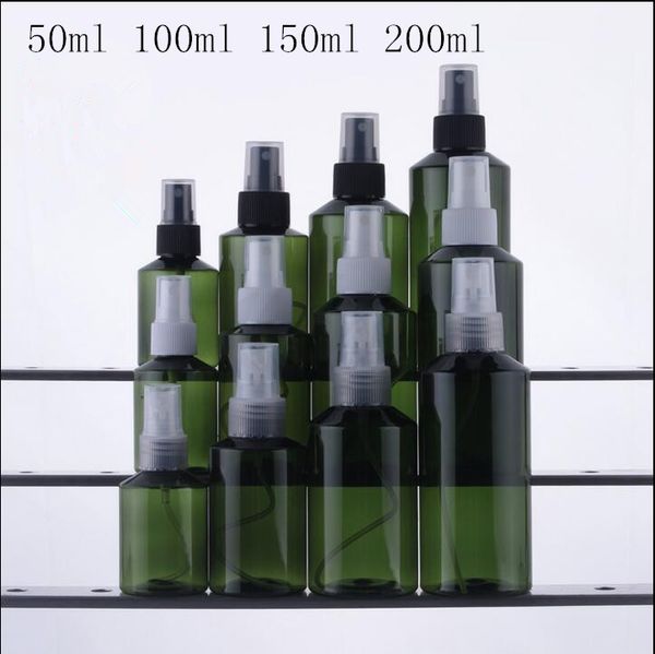 Ücretsiz Kargo 50ml 100ml Yeşil Lucency Plastik Boş Parfüm Şişesi Toner parfüm Kozmetik Konteynerleri Sprey 150ml