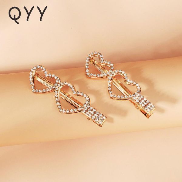 

qyy fashion heart hair clips for women accessories crystal silver color bridal wedding hair jewelry bride headpiece gifts bbyccp lipper