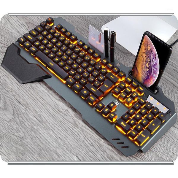 

wired gaming keyboard ergonomic keyboard with rgb backlight phone holder gamer for tablet deskfor pubg1