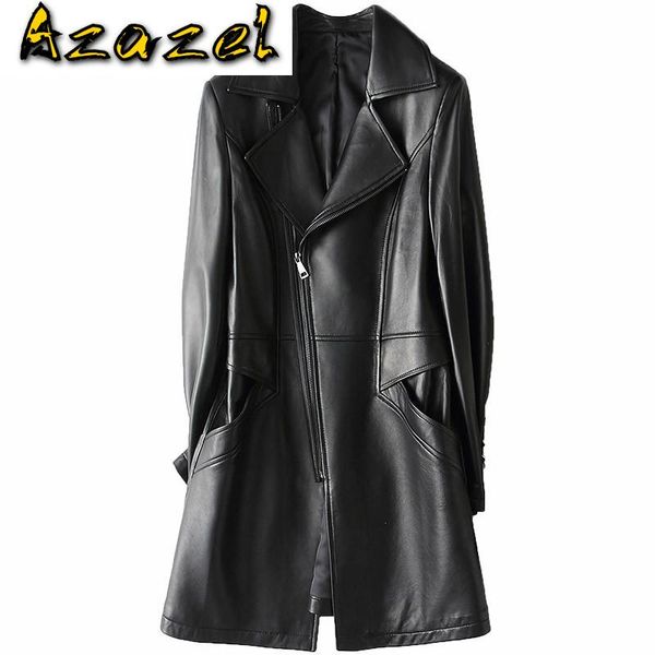 

women's leather & faux real genuine jacket clothes 2021 korean vintage sheepskin coat spring autumn black women chaqueta mujer kqn6862