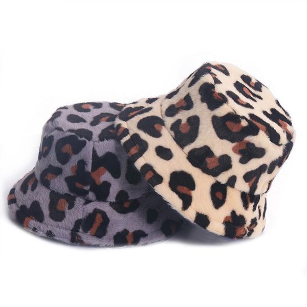 

winter bucket hat for women girl fashion leopard print thickened soft warm fishing cap outdoor vacation hat cap lady caps, Blue;gray