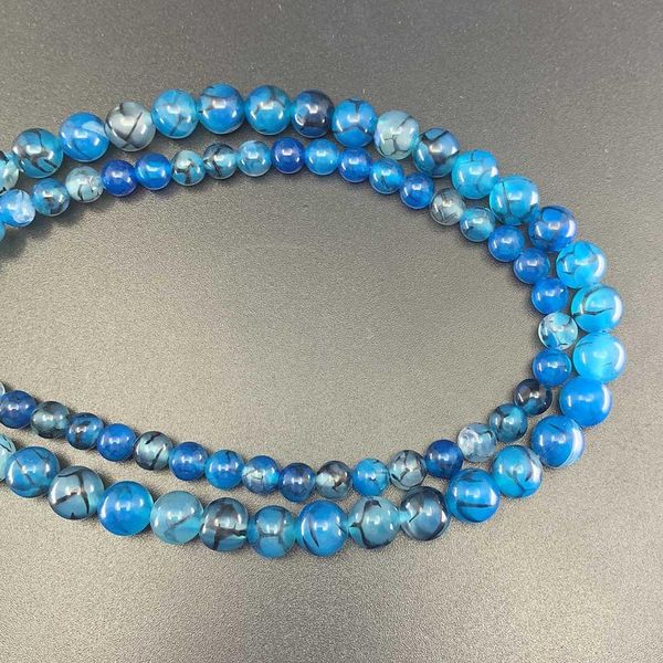 

1 strand 6 8 10mm natural stone sky blue dragon vein agat bead round loose spacer beads for jewelry making findings h bbypat