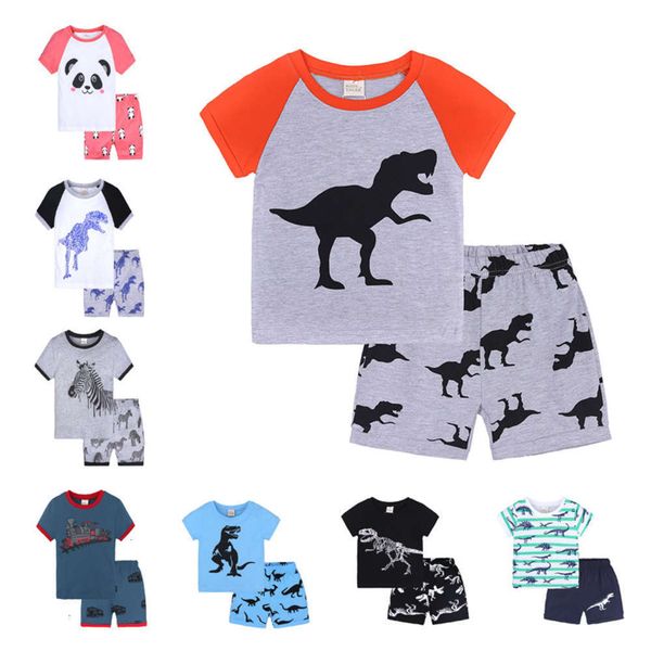 

tal summer baby boy underwear kids children dinosaur short sve t-shirt shorts pajamas children's home wear, Blue;red