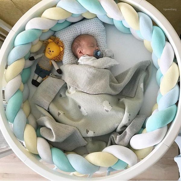 

1m/2m newborn baby bumper baby bed braid knot pillow cushion bumper for infant crib protector cot room decoration1