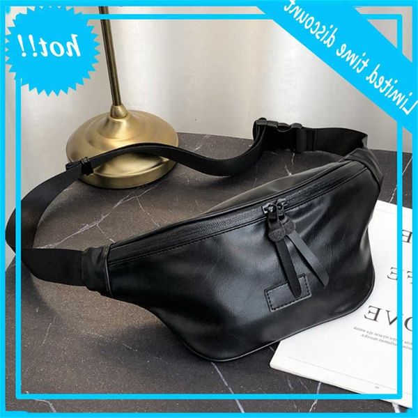 

2020 new man leather waterproof adjustable strap tas male heuptas bum banana bag travel taille packs