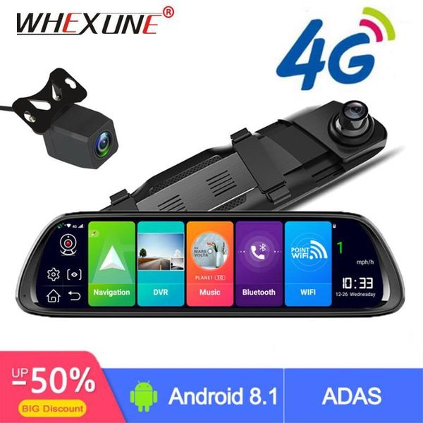 

whexune 4g android car dvr 10 stream rear view mirror fhd 1080p adas dash cam camera video recorder auto registrar dashcam gps1