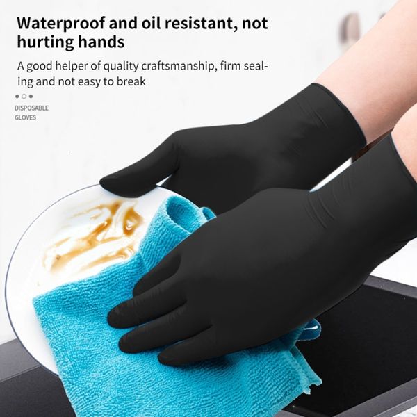 

factoryivg3accessoires 100pcs zwarte wegwerp permanente latex handschoenen tattoo sml k5t4