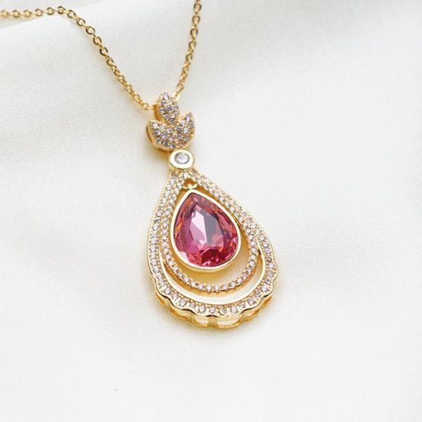 

pendant necklaces yunkingdom fashion jewelry luxury big choker red crystal gold color long for women1, Silver