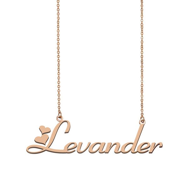 

levander name necklaces pendant custom personalized for women girls children friends mothers gifts 18k gold plated stainless steel, Silver