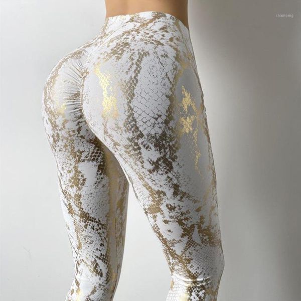 

yoga outfits wrinkled high elastic snake skin peach hip fitness pants waist lifting quick drying sports tight yoga1, White;red