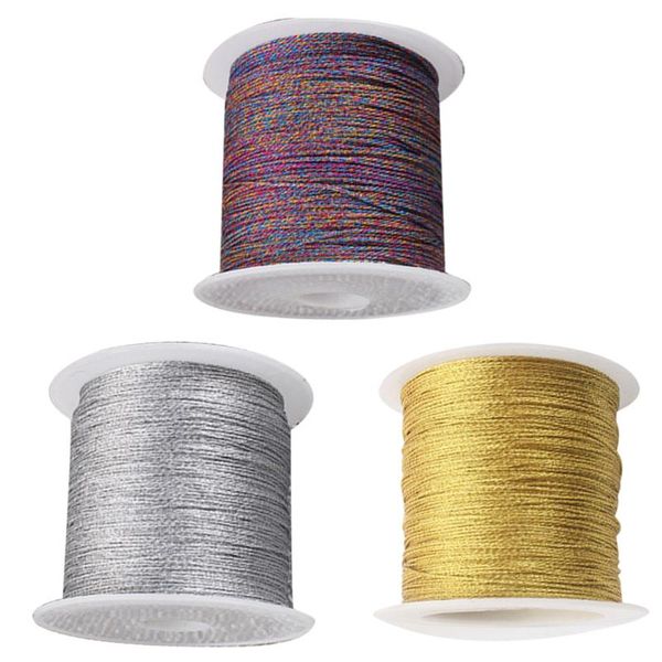 

3 rolls attractive braided rope diy tassel winding wire articles rope useful knitting for art decoration (silver, golden an, Black;white