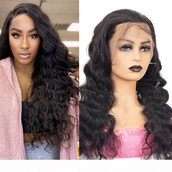 

brazilian loose deep wave lace front wigs for black women 13x4 swiss lace frontal wigs pre plucked with baby hair 150% density, Black;brown