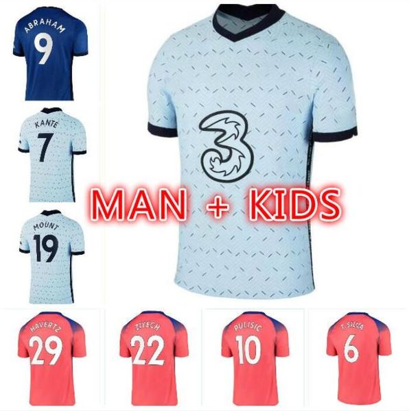 

cfc pulisic ziyech havertz kante werner abraham chilwell mount jorginho soccer jersey 2020 2021 giroud football shirt 20 21 men + kids kit, Black;yellow
