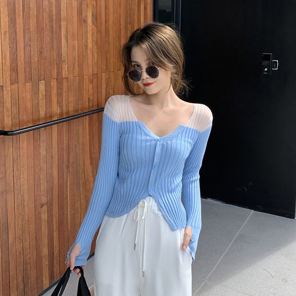 

with sweater jacket enjuna1664 autumn color matching irregular cardigan korean long sleeve v-neck comfortable sweater jacket qhagi, White;black