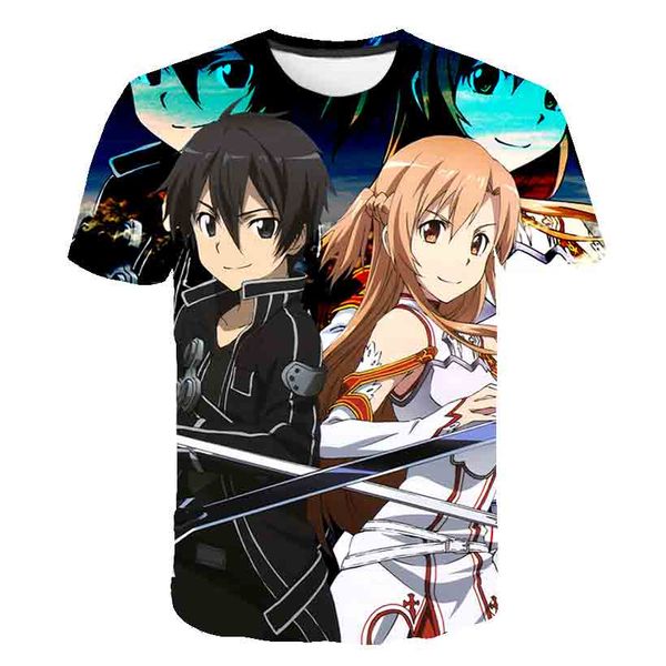 

3d anime sword art online sao print summer japanese manga 3d print shirts oversized comics hippie men clothing