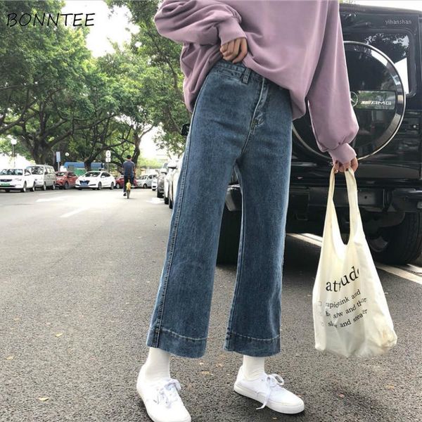 

jeans women denim loose ankle-length wide leg zipper pockets korean style casual trousers streetwear daily womens all-match chic1, Blue