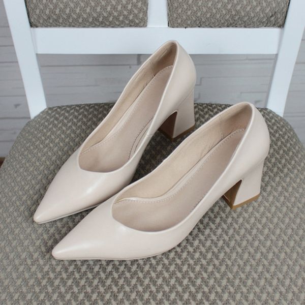 

taoffen new women pointed toe pumps solid color high heels shoes women concise office lady daily party footwear size 32-43 y200702, Black