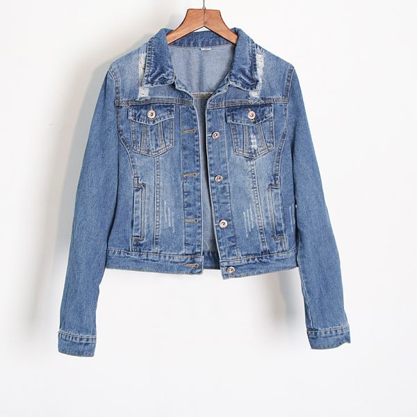 

plus size women's streetwear short jean jackets female oversized outwear pockets bomber denim coat 2 3 4 5 6 xl, Blue