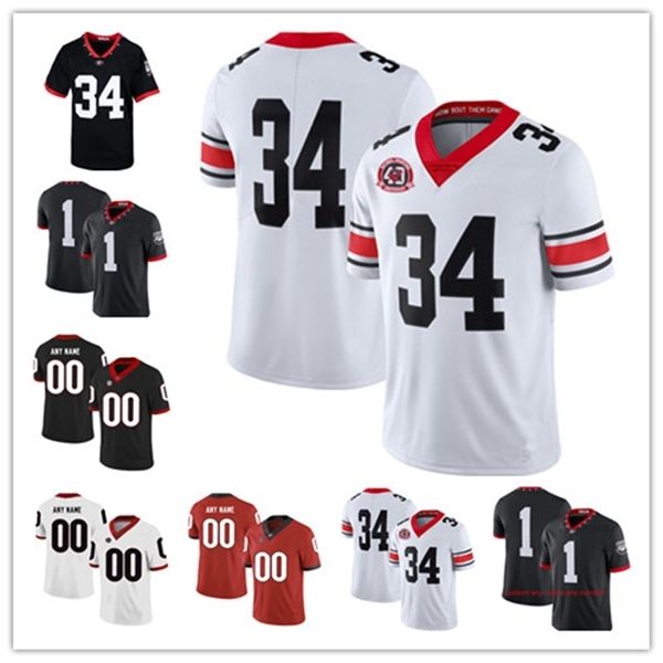 

custom 2020 georgia bulldogs ncaa football uga 40th 100th herschel walker blankenship fromm swift pickens white jt daniels chubb jersey, Black