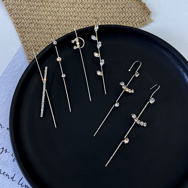 

ear wrap crawler hook earrings women girl fashion cuff earring set rhinestone piercing earrings jewelry valentine's day gifts kimter-k3