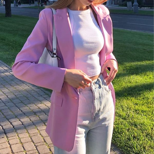 

kalenmos women office wear suit blazer 2020 solid casual single breasted coat jacket long sleeve notched collar pockets blazers1, White;black