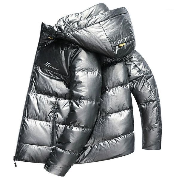 

bright down jacket men's short 2019 winter 90% white duck down jacket men leisure trend hooded men's clothing coat1, Black