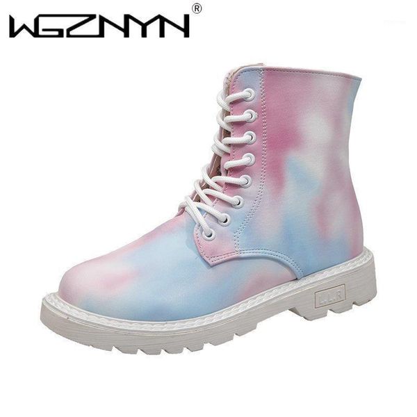 

boots wgznyn 2021 autumn women's shoes leather woman fashion motorcycle flat non-slip warm platform women1, Black